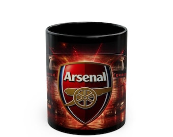 Arsenal Crest Football Mug | Black Ceramic 11oz 15oz