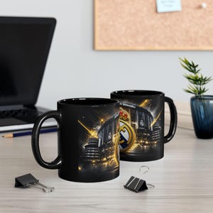 Real Madrid Crest Mug | Black Ceramic Coffee Cup, Santiago Bernabéu Stadium image 7