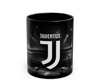 Juventus Crest Black Mug | Football Club Logo Coffee Mug