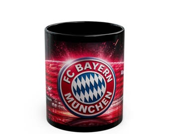 FC Bayern München Crest Mug | Black Ceramic Soccer Team Logo