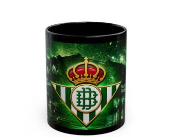 Kubek Real Betis Emblem z zielonym tłem | Czarny kubek
