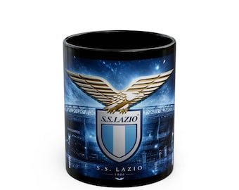 S.S. Lazio Crest Mug | Black Ceramic Football Team Coffee Cup