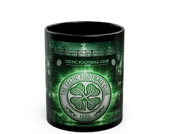 Celtic Football Club Crest Mug | Black Ceramic Soccer Team Emblem
