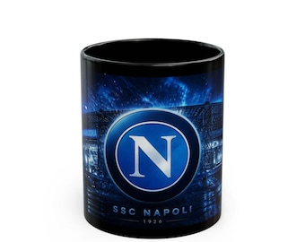 SSC Napoli Logo Mug | Black Ceramic Coffee Mug, Soccer Team Merchandise