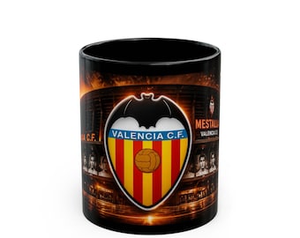 Valencia C.F. Crest Mug | Black Ceramic Coffee Cup