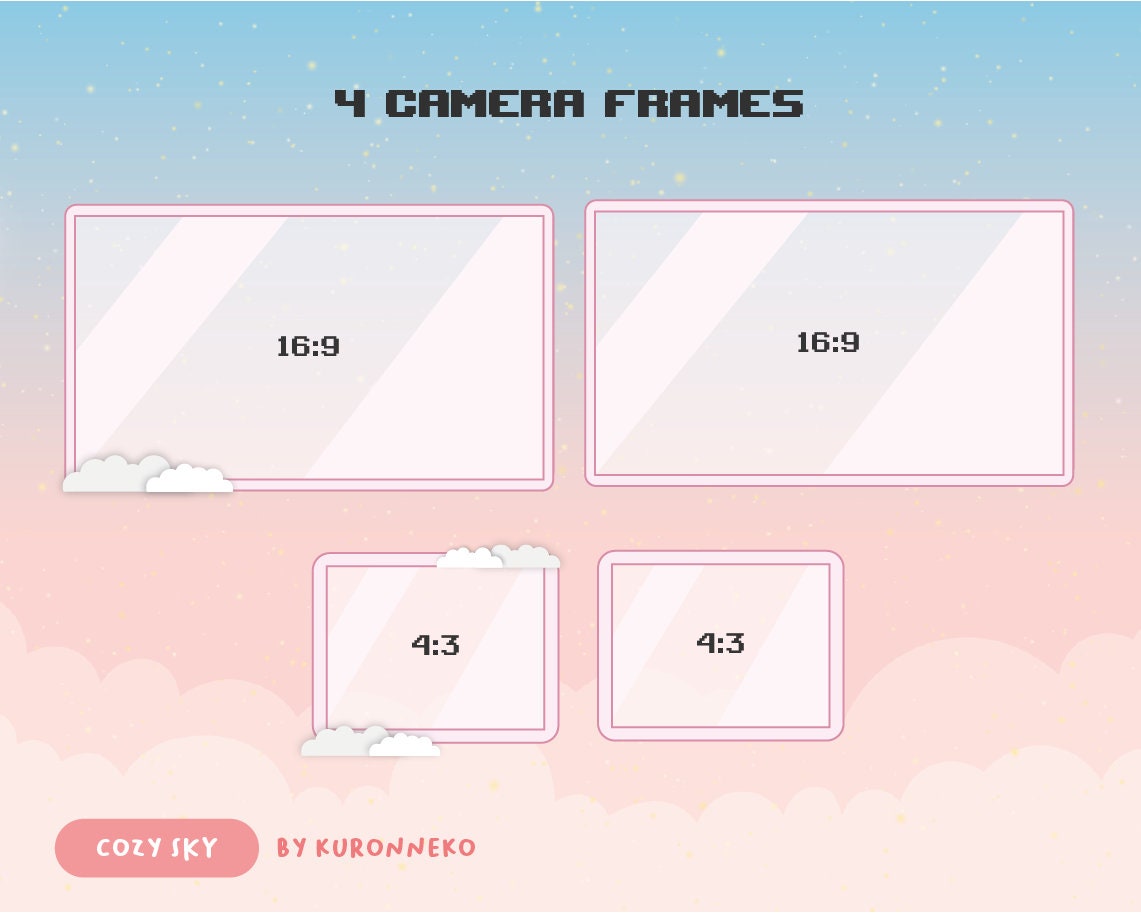 TWITCH OVERLAY, Cozy Sky. Stream Screen: Camera Frames, Chat Boxes ...