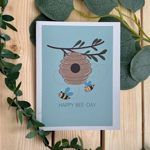 Carte heureuse de jour d'abeille | Jolie carte, carte d'anniversaire, carte d'amour, carte de voeux, carte d'anniversaire, carte de fête, carte de jeu de mots