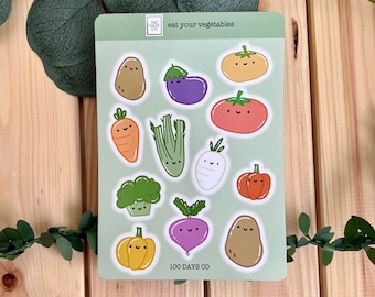 Eat Your Vegetables Sticker Sheet | Veggies Fruits Farmers Market Green Growing Gardening Healthy Eating Journal Planner Notebook Stationary