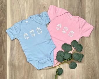 バブルティー / ボバ幼児用ベビーワンジー | ベビーシャワーギフト、アジア料理、ベビー服、ボバ愛好家、BBT、男の子、女の子、グルメ服