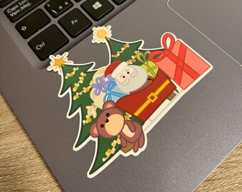 Jolly Santa Sticker | Christmas, Holiday Season, Reindeer, Waterbottle, Seasons Greetings, Santa, Christmas Tree, Presents, Giftwrap, Laptop
