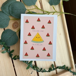 Une dans une carte de melon | Carte mignonne Carte d'anniversaire Carte d'amour Carte de voeux Carte de Saint Valentin simple Carte mari et femme Un sur un million