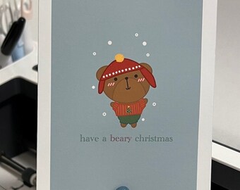 Have A Beary Christmas Card | Christmas Card, Handmade, Stocking Stuffer, Holiday Season, Greeting Cards, Jolly Holiday, Seasons Greetings