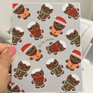 Carte Gingerbread Men | Carte de Noël, Carte des Fêtes, Vœux de Saison, Carte Nourriture, Carte Jeu de mots, Carte de célébration, Produits de boulangerie, Trois Mousquetaires