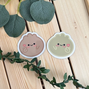 Asian Food Sticker Dim Sum Little Steamed Bun Bao Korean Heart Kid Laptop Gift Idea Egg Tart Little Dumpling Cute Adorable Asian Snacks image 1