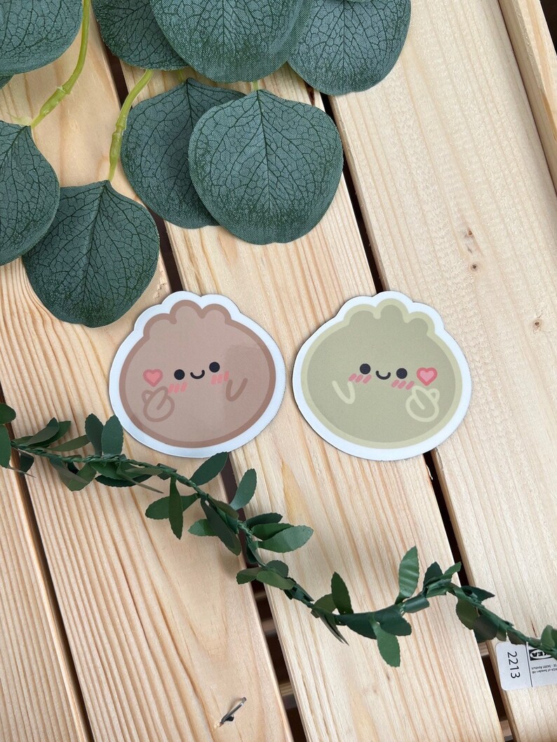 Asian Food Sticker Dim Sum Little Steamed Bun Bao Korean Heart Kid Laptop Gift Idea Egg Tart Little Dumpling Cute Adorable Asian Snacks image 1