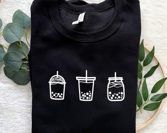 Bubble Tea / Boba Sweatshirt or Tshirt | Crewneck, Milk Tea, Tee, Asian Drinks, Boba Lover, BBT, Cute Shirts, Gift Idea, Cartoon Food, Tee