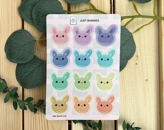 Colourful Bunny Stickers | Journal, Planner, Mood Stickers, Bullet Journal Stickers, Notebook, Scrapbooking