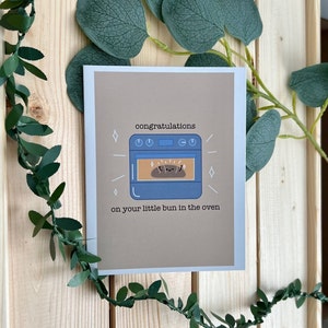 Petit pain dans la carte du four | Carte mignonne Carte de félicitations Carte d'amour Carte de voeux Carte de bébé en attente Baby Shower Sexe Révéler bébé