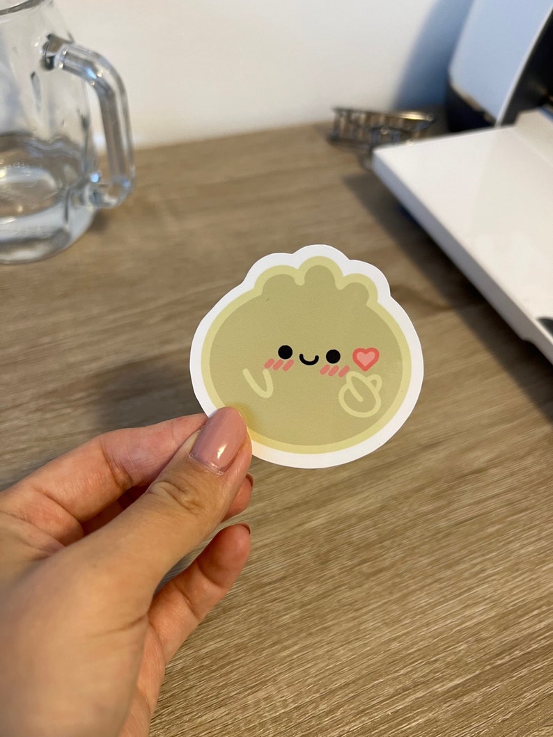 Asian Food Sticker Dim Sum Little Steamed Bun Bao Korean Heart Kid Laptop Gift Idea Egg Tart Little Dumpling Cute Adorable Asian Snacks image 3