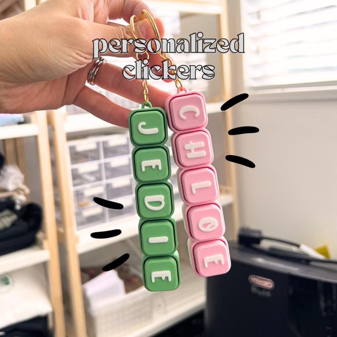 Customized Name Clicker Keychain | Personalized Fidget Keychain Custom ...