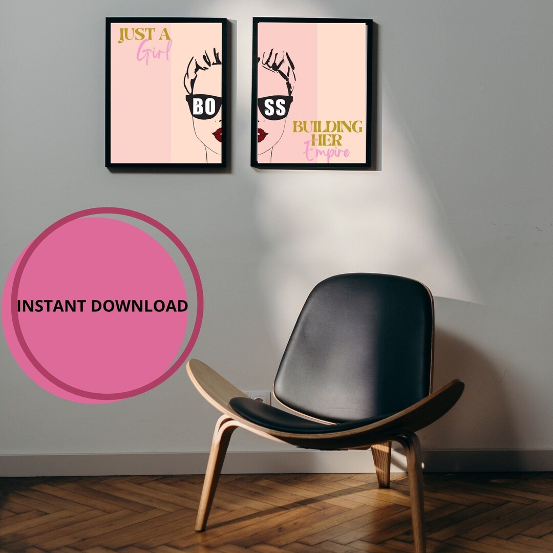 Pink Girl Boss Building Her Empire Wall Art, Lady Boss Wall Art, Boss