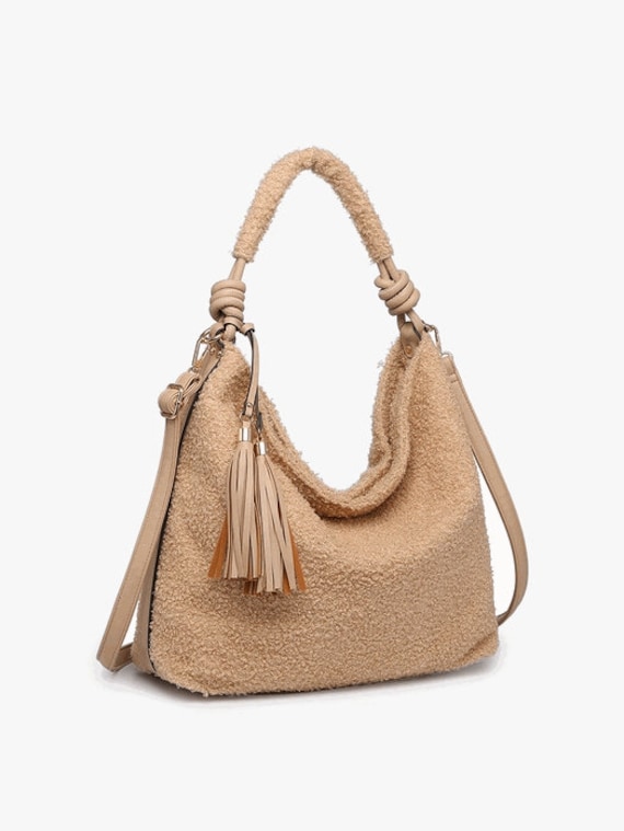 Sherpa Handbag With Crossbody Strap jen Co Teddy Sherpa Shoulder