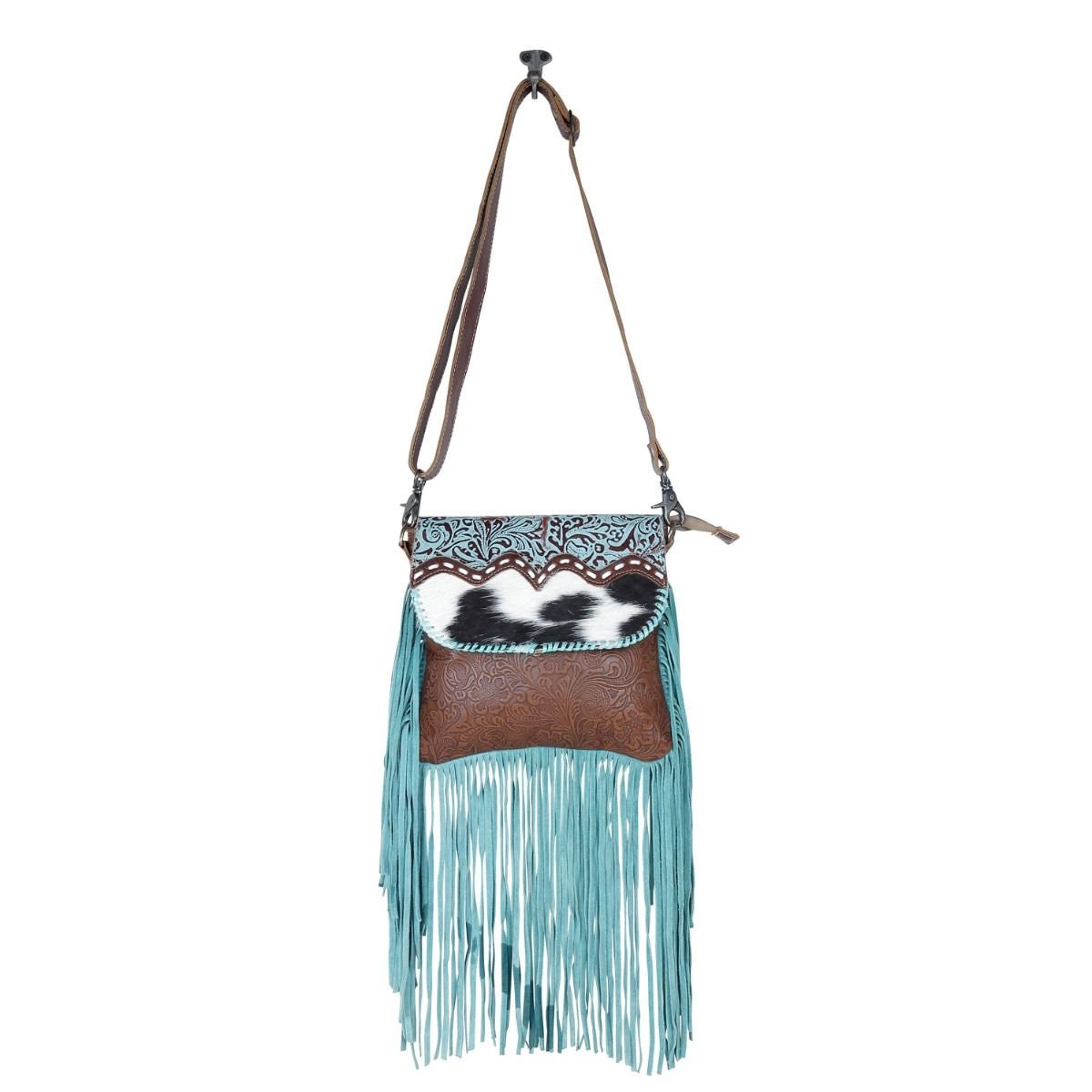 Leather & Hair on Shoulder Bag-southwest Fringed Myra Bag - Etsy