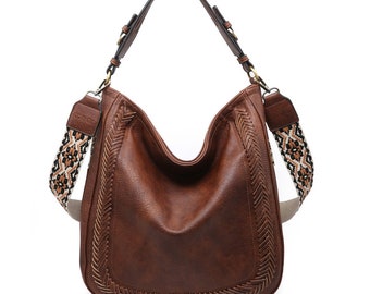 Jen & Co Aris Hobo Crossbody met gitaarband schoudertas-hobo handtas portemonnee