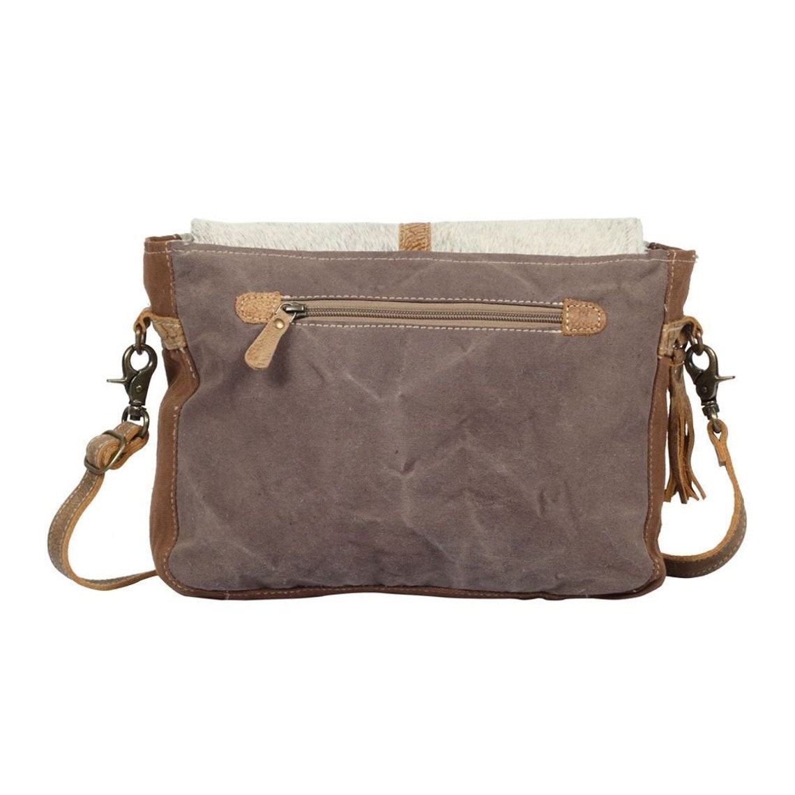 Cowhide Leather Messenger Baghairon Leather & Canvas Etsy