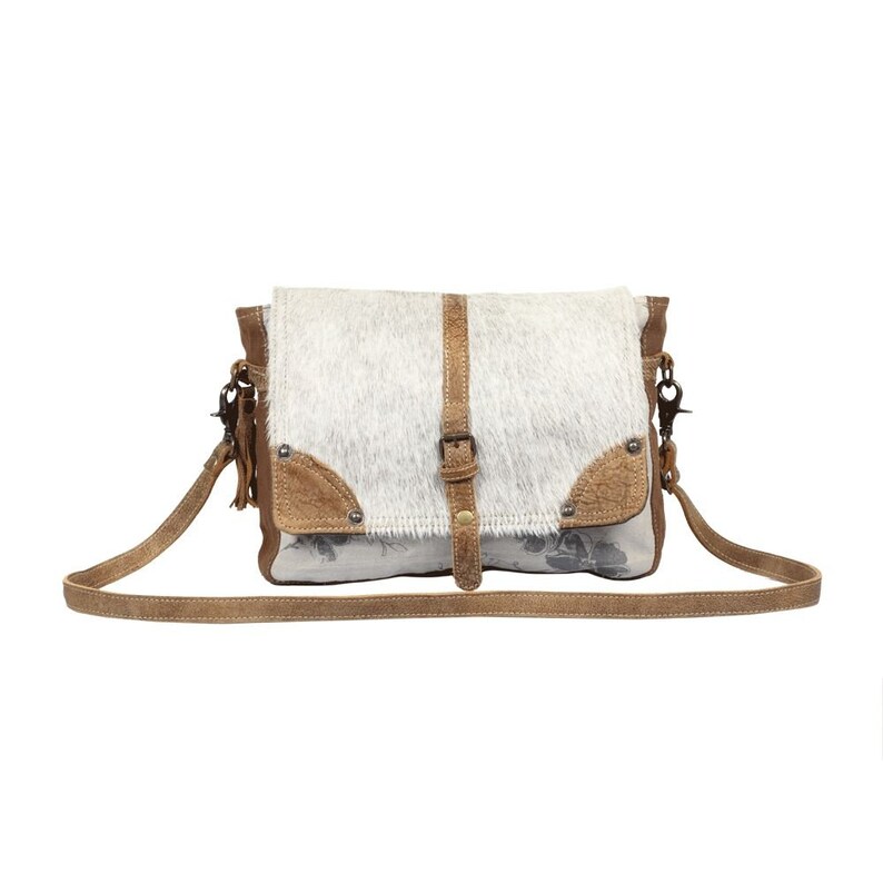 Cowhide Leather Messenger Baghairon Leather & Canvas Etsy