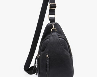 Jen & Co Nikki Sling Bag-Crossbody/Shoulder Sling with Dual Compartments Faux Suede-Various Colors