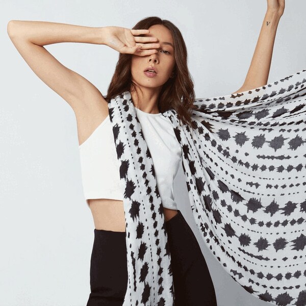 Bamboo Scarf-Tokyo Monochrome Bamboo Scarf-Luxury Scarves by Shinjuku Lanes