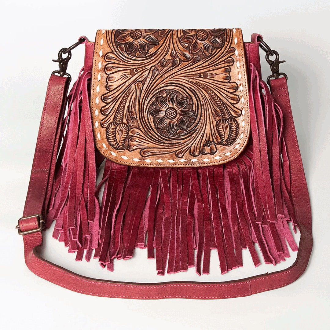 ADBG1388 American Darling Western Leather Small Crossbody Bag with Hair-On Cowhide and Tooled Flap main image 0