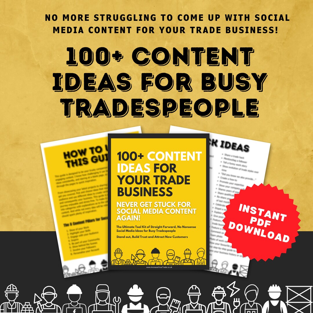 100 Social Media Content Ideas for Tradespeople // Instagram Etsy