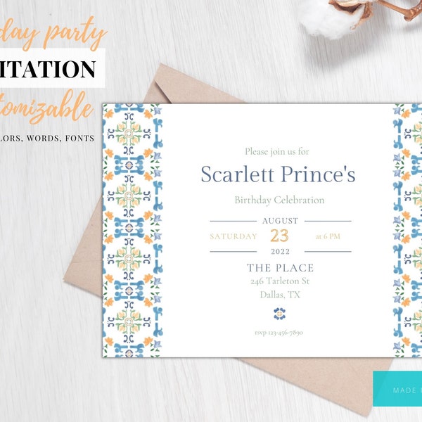 Moroccan Invitation | Generic Invitation | Anniversary Invitation | Summer Party Invitation | Summer Party Invite |  Birthday Invitation