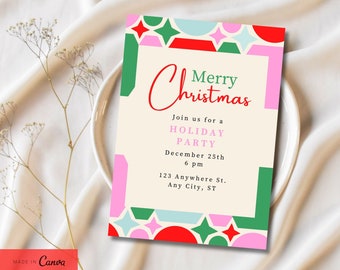 Pink Christmas Party Invitation | Christmas Party Invite | Christmas Party Printable | Holiday Party Invitation | Christmas Party Download