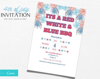 4th of July Invitation | 4th Of July BBQ Invitation | 4th of July Pool Party Invitation | Independence Day  | 4th of July Party Invitation