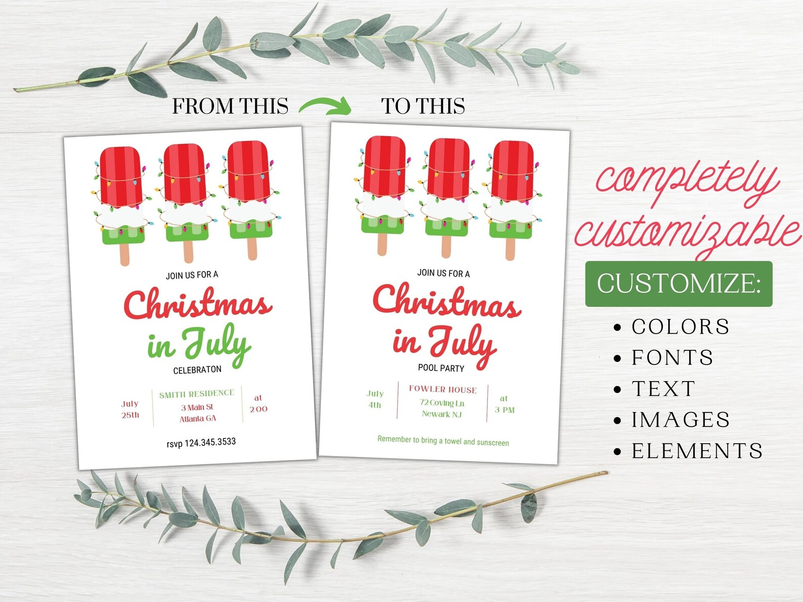 Christmas in July Invitation Christmas in July Summer Etsy
