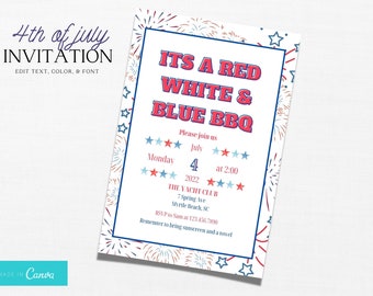 4th of July Invitation | 4th Of July BBQ Invitation | 4th of July Pool Party Invitation | Independence Day  | 4th of July Party Invitation