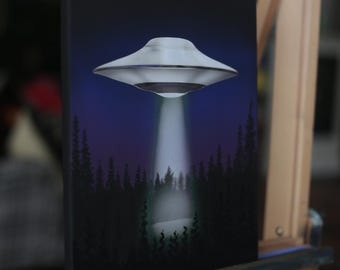 Retroreflective Original UFO Painting | 11x14 Original Space Art