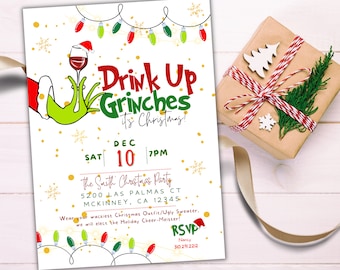 Ugly Christmas Sweater Party Invitation: Wacky Grinch Holiday (Digital Download)