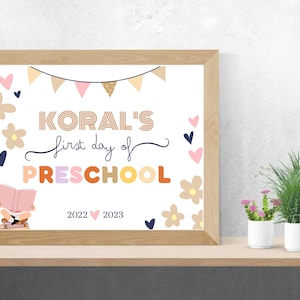 First Day Of School Instant Download Sign, You Edit Yourself, First Day Of Preschool, Back to School, Sign, Editable on Canva