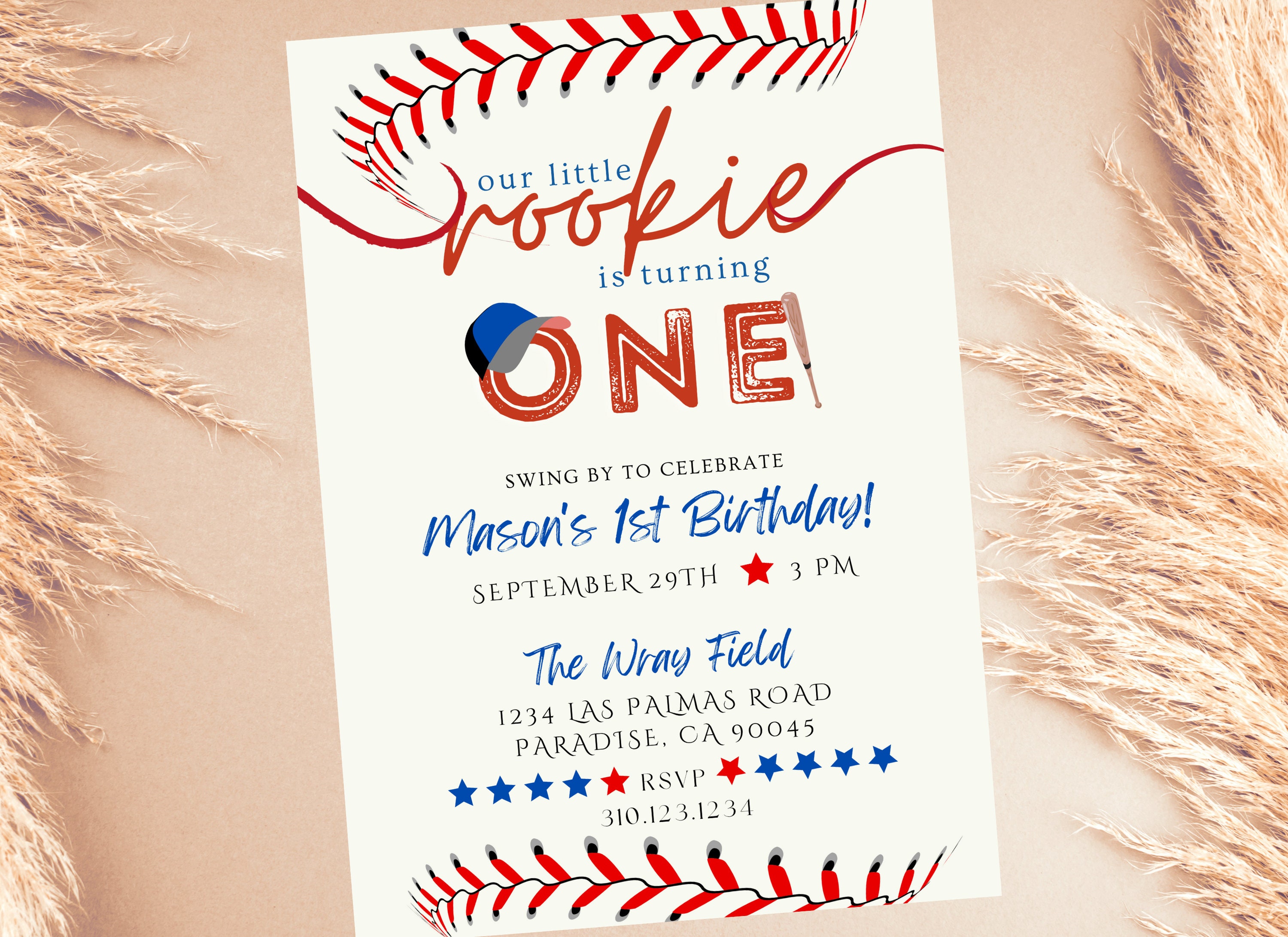 Rookie Of The Year First Birthday Invitation Our Little Rookie Is 