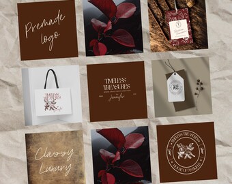 Elegant Premade Logo Design, Minimal Branding Kit: Semi-Custom Brand Identity & Business Card Package, Logo Kit, Logo Template, Brand canva