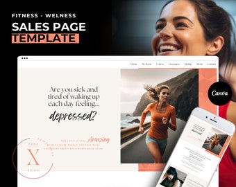 Canva Sales Page Template Coaching Course Sales Page, Sales Landing Page Template, Coaching Program Template Coaching Template Fitness