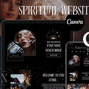 Spiritual Website Template Canva, Mystical Website, Witch Website, Magic Astrologer Website, Tarot Website, Canva Sales Page, One Page Web