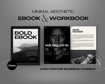 Ebook Aesthetic, eBook and Workbook Creator, Bold Editorial Ebook , Editable Ebook Canva Template, Lead Magnet Template, eBook Creator