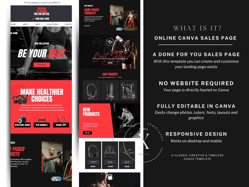 Canva Sales Page Template Coaching Course Sales Page, Sales Landing Page Template, Coaching Program Template Coaching Template Fitness image 4