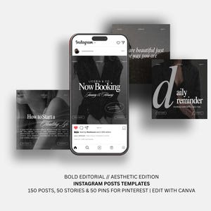 Bold Editorial Aesthetic Social Media, Editable Canva Template, Beige Gray Cream Black, Modern Aesthetic, Instagram Post, Social Media