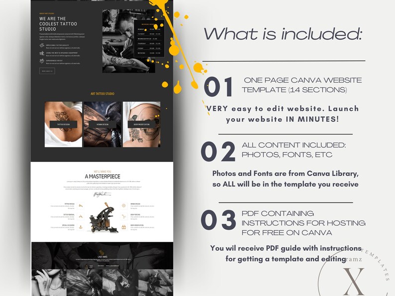 Tattoo Website Template Canva, Gothic Website, Witch Website